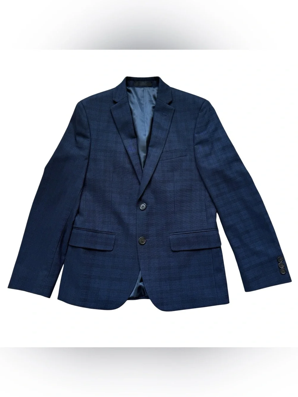 Lauren Ralph Lauren Boy’s Navy Windowpane Sport Coat Blazer 14R Tailored Stretch